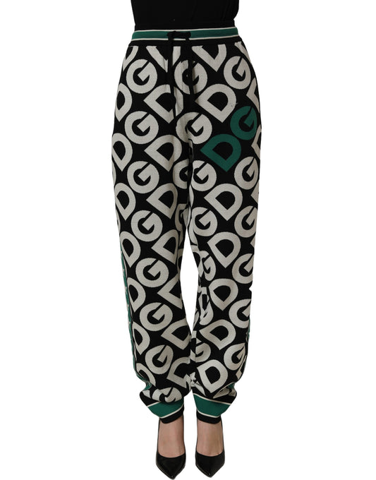 Dolce & Gabbana Black Wool Logo Jogger Sweatpants Pants
