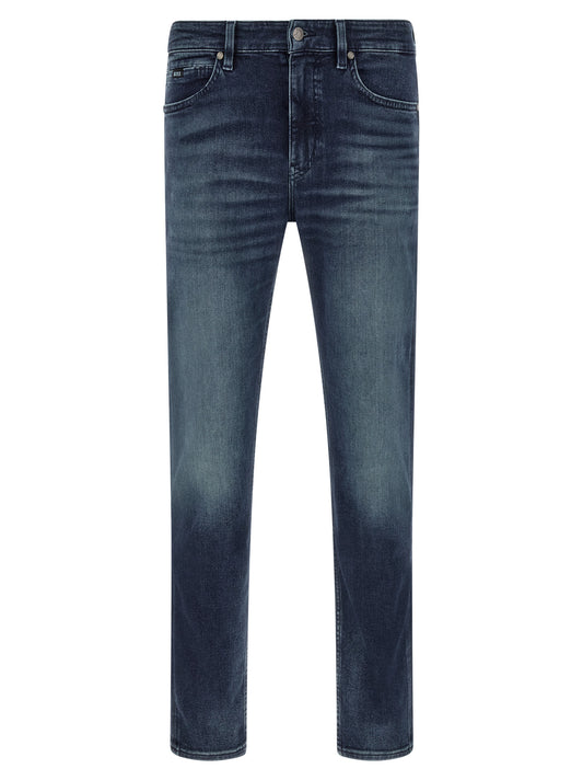 Hugo Boss Blue Cotton Tapered Jeans