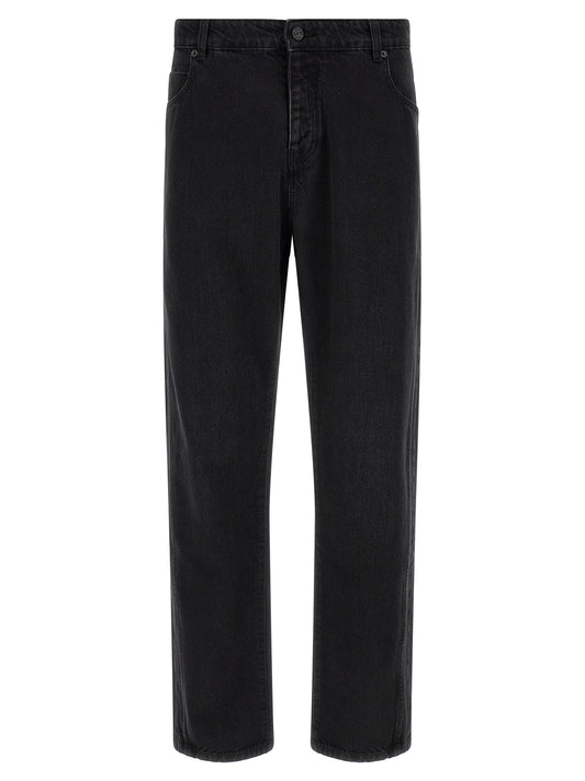 Balmain Black Cotton Straight-Leg Jeans