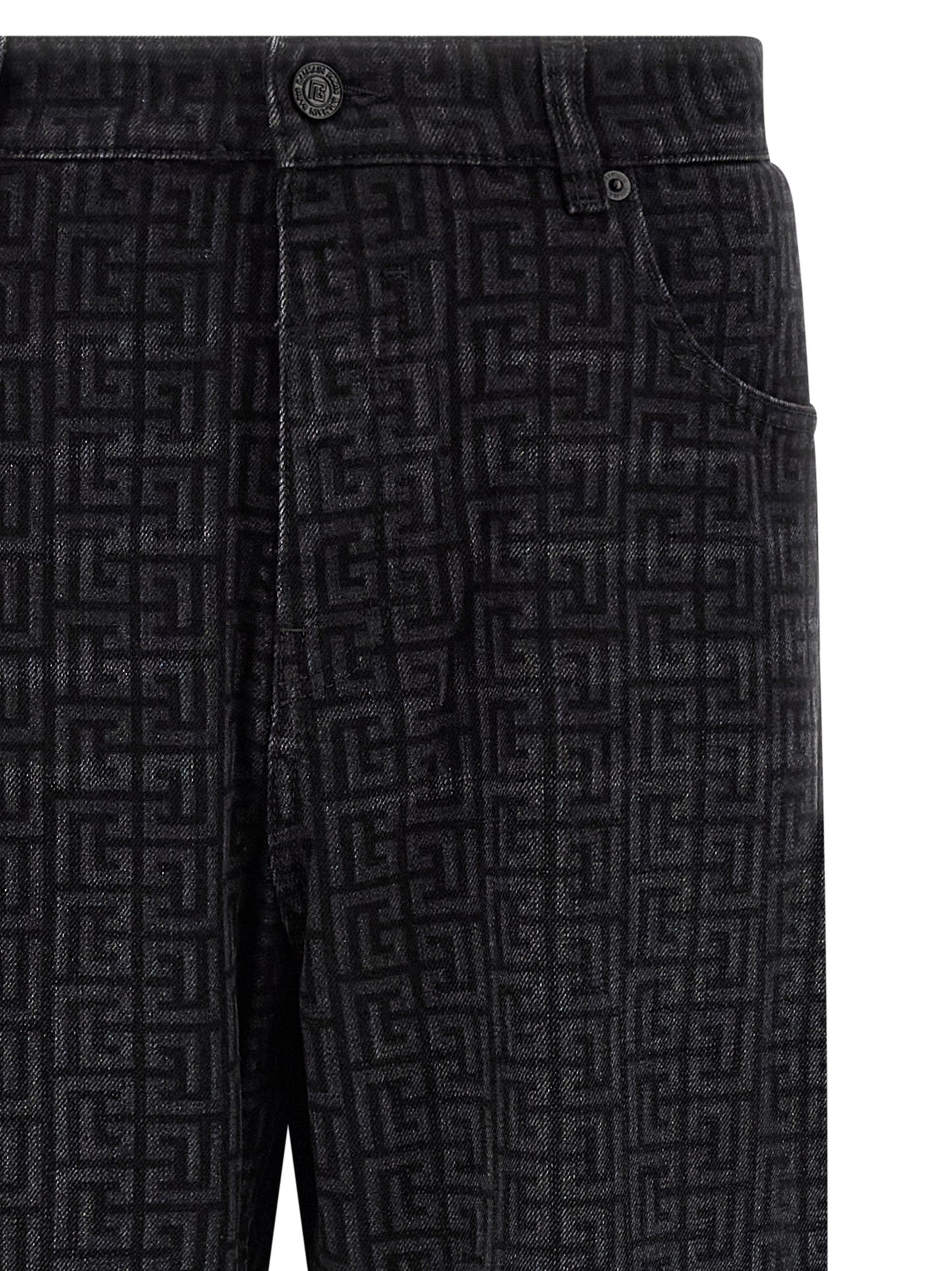 Balmain Black Cotton Straight-Leg Jeans