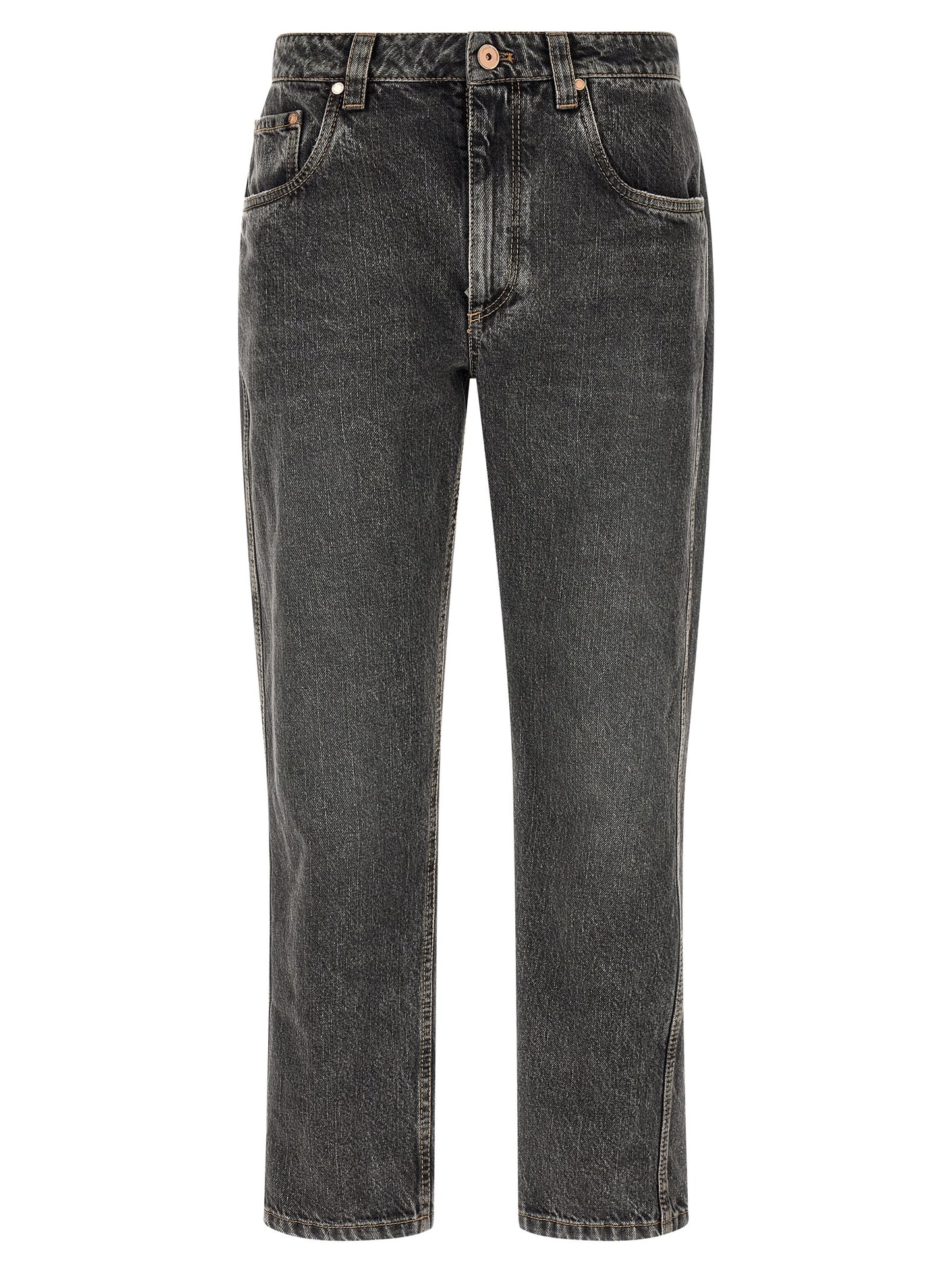 Brunello Cucinelli Gray Cotton Straight-Leg Jeans