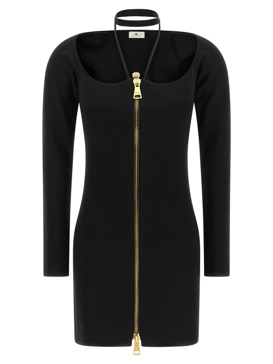 Elisabetta Franchi Black Viscose Short Dress