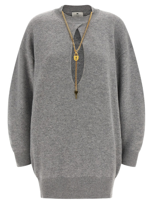 Elisabetta Franchi Gray Wool Short Dress
