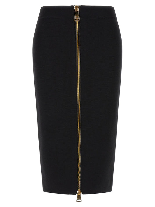 Elisabetta Franchi Black Viscose Midi Skirt
