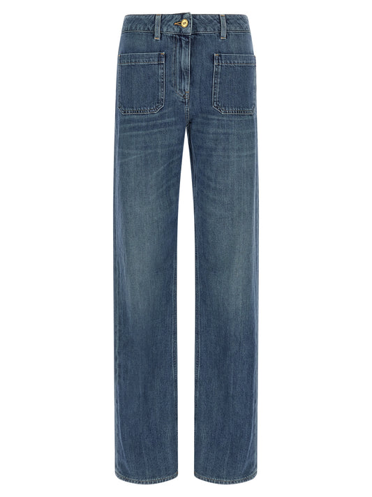 Elisabetta Franchi Blue Cotton Straight-Leg Jeans