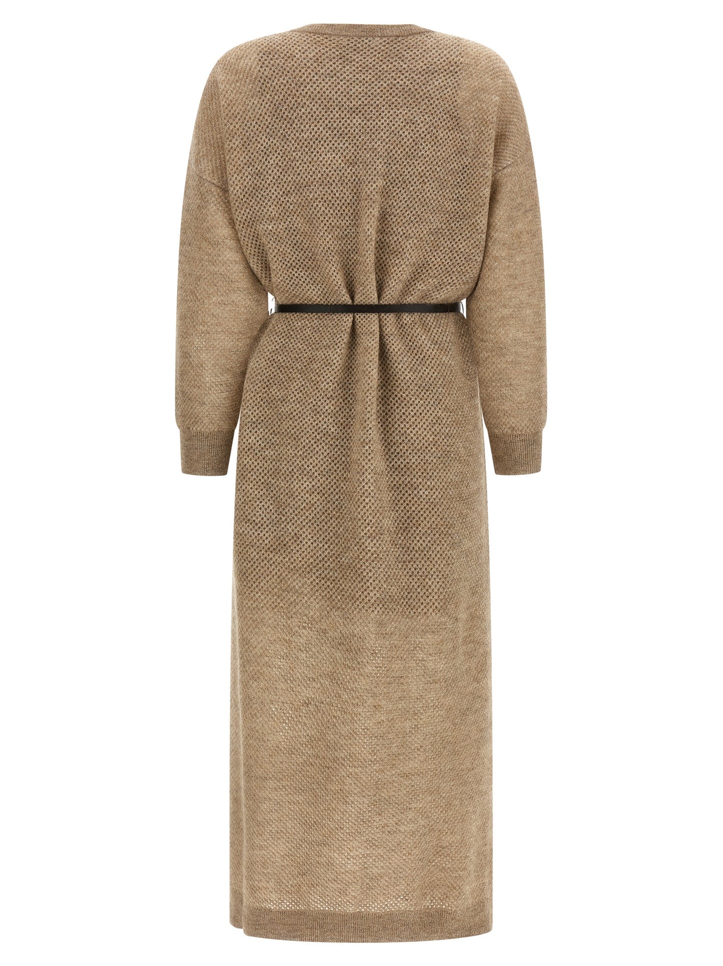 Brunello Cucinelli Beige Wool Midi Dress