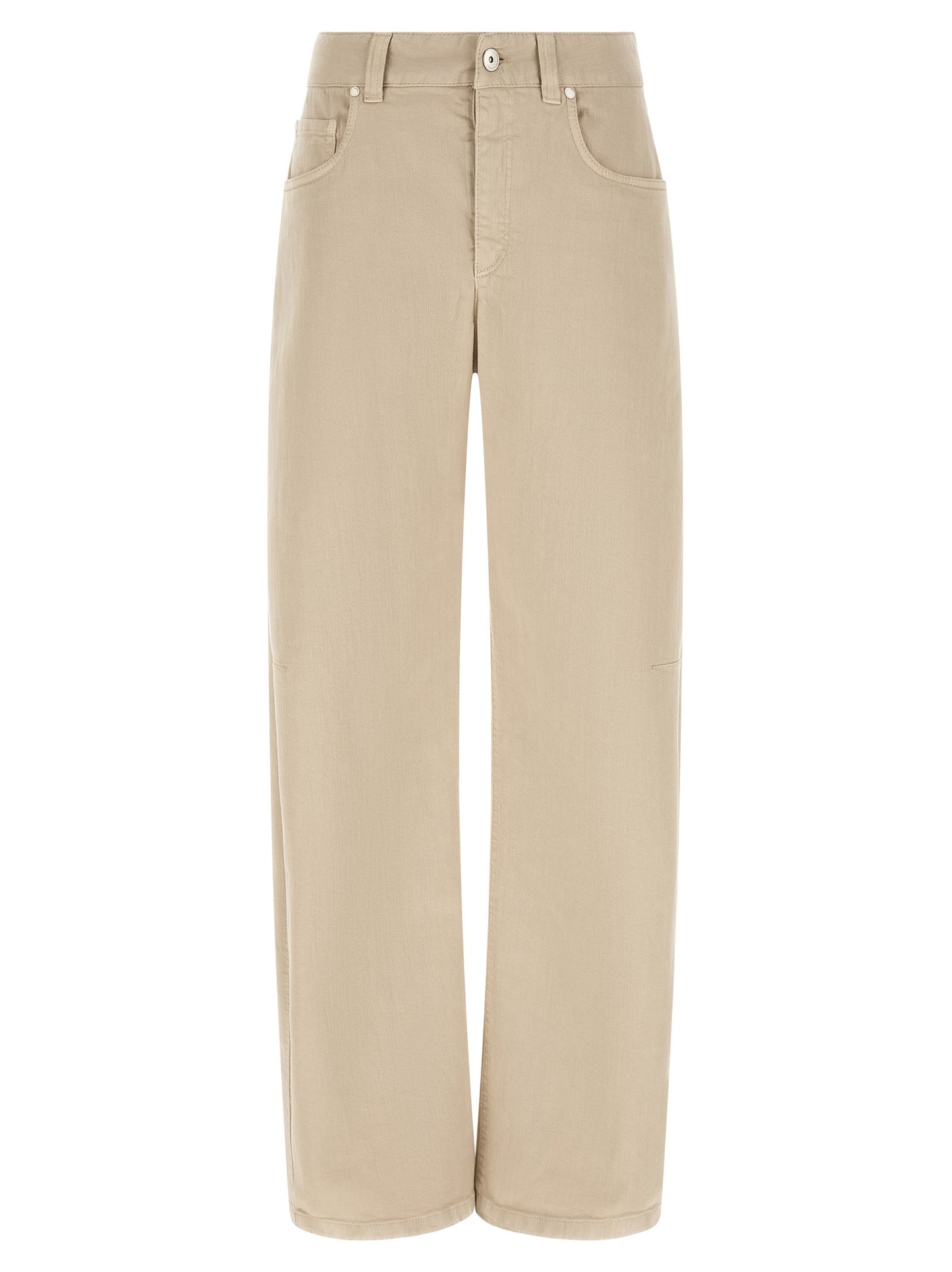 Brunello Cucinelli Beige Cotton Relaxed Fit Jeans