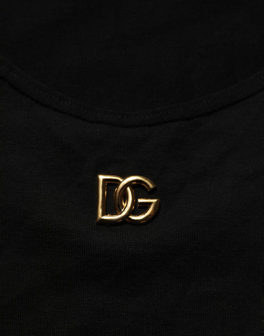 Dolce & Gabbana Black Gold DG Logo Cotton Sleeveless Tank Top