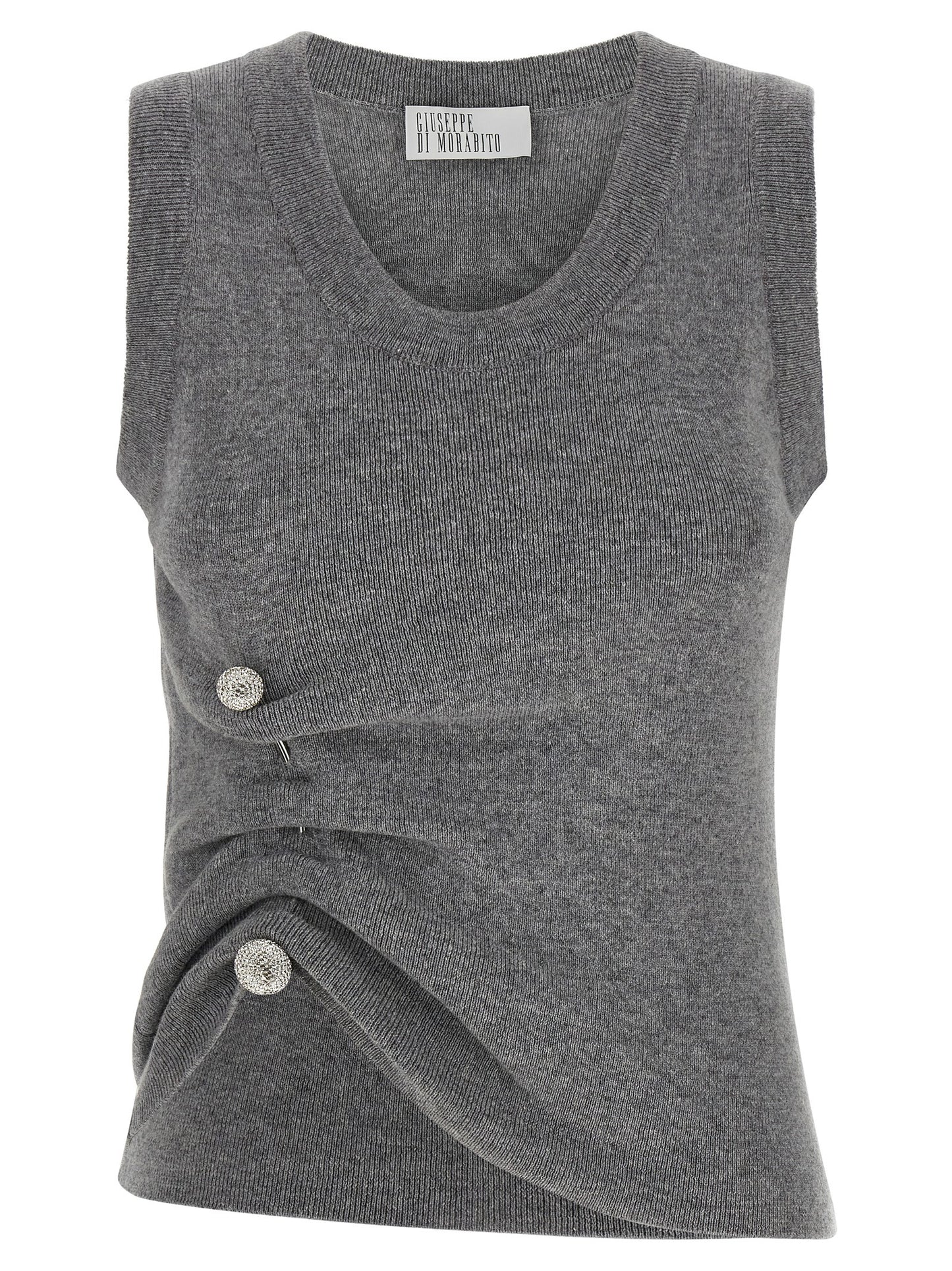 Giuseppe Di Morabito Gray Virgin Wool Sleeveles Sweater