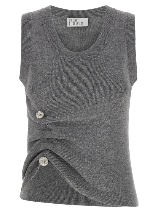 Giuseppe Di Morabito Gray Virgin Wool Sleeveles Sweater