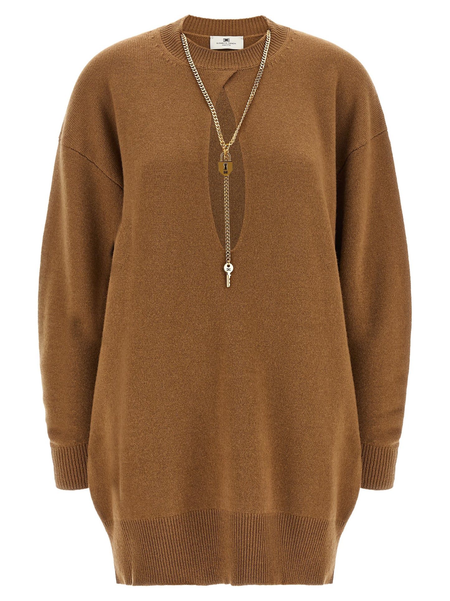 Elisabetta Franchi Brown Wool Short Dress
