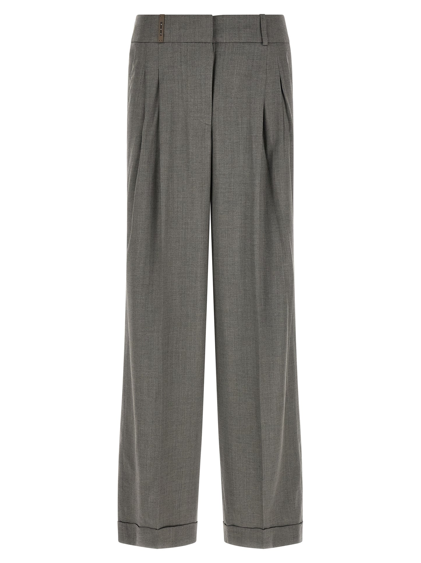 Peserico Gray Virgin Wool Casual Pants