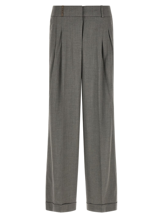 Peserico Gray Virgin Wool Casual Pants