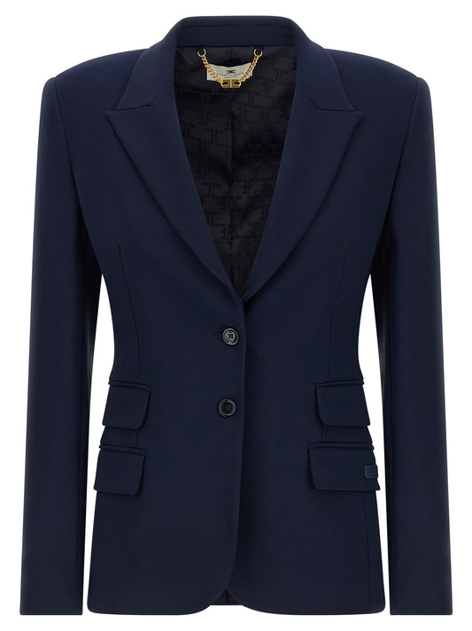 Elisabetta Franchi Blue Polyester Blazer