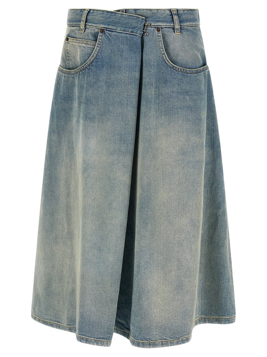 Maison Margiela Blue Cotton Midi Skirt