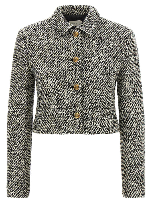 Versace Bicolor Virgin Wool Full-Length Jacket