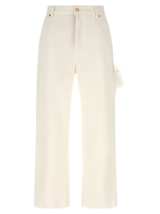 Darkpark White Cotton Casual Pants