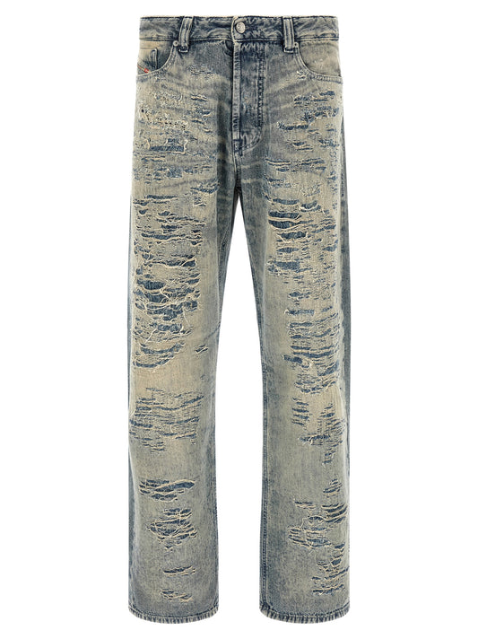 Diesel Blue Cotton Relaxed Fit Jeans