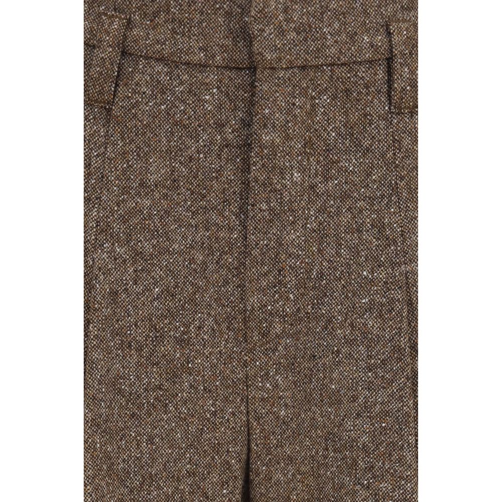 Brunello Cucinelli Brown Wool Oves Aries Casual Pants