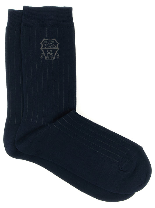 Brunello Cucinelli Blue Cotton Socks