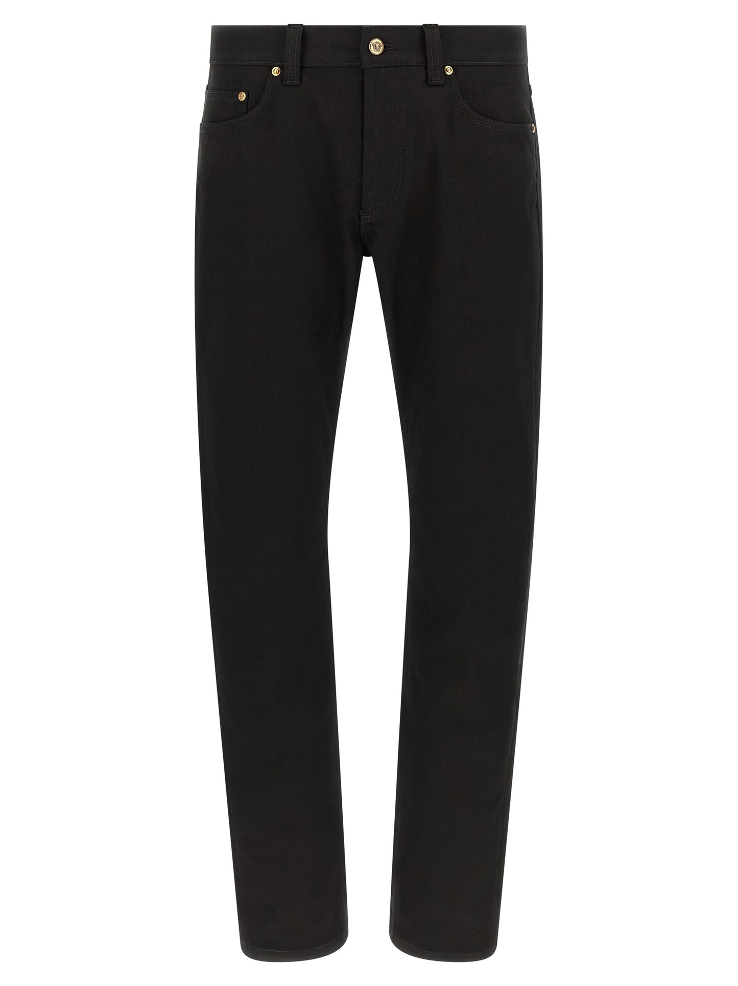 Versace Black Cotton Straight-Leg Jeans