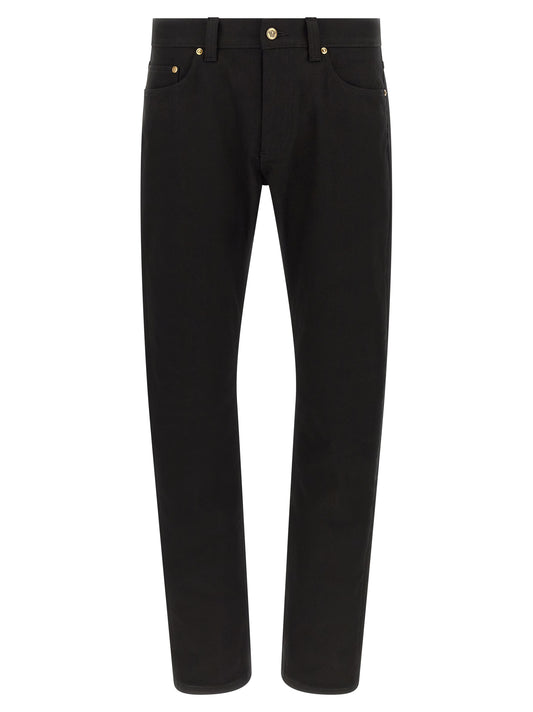 Versace Black Cotton Straight-Leg Jeans