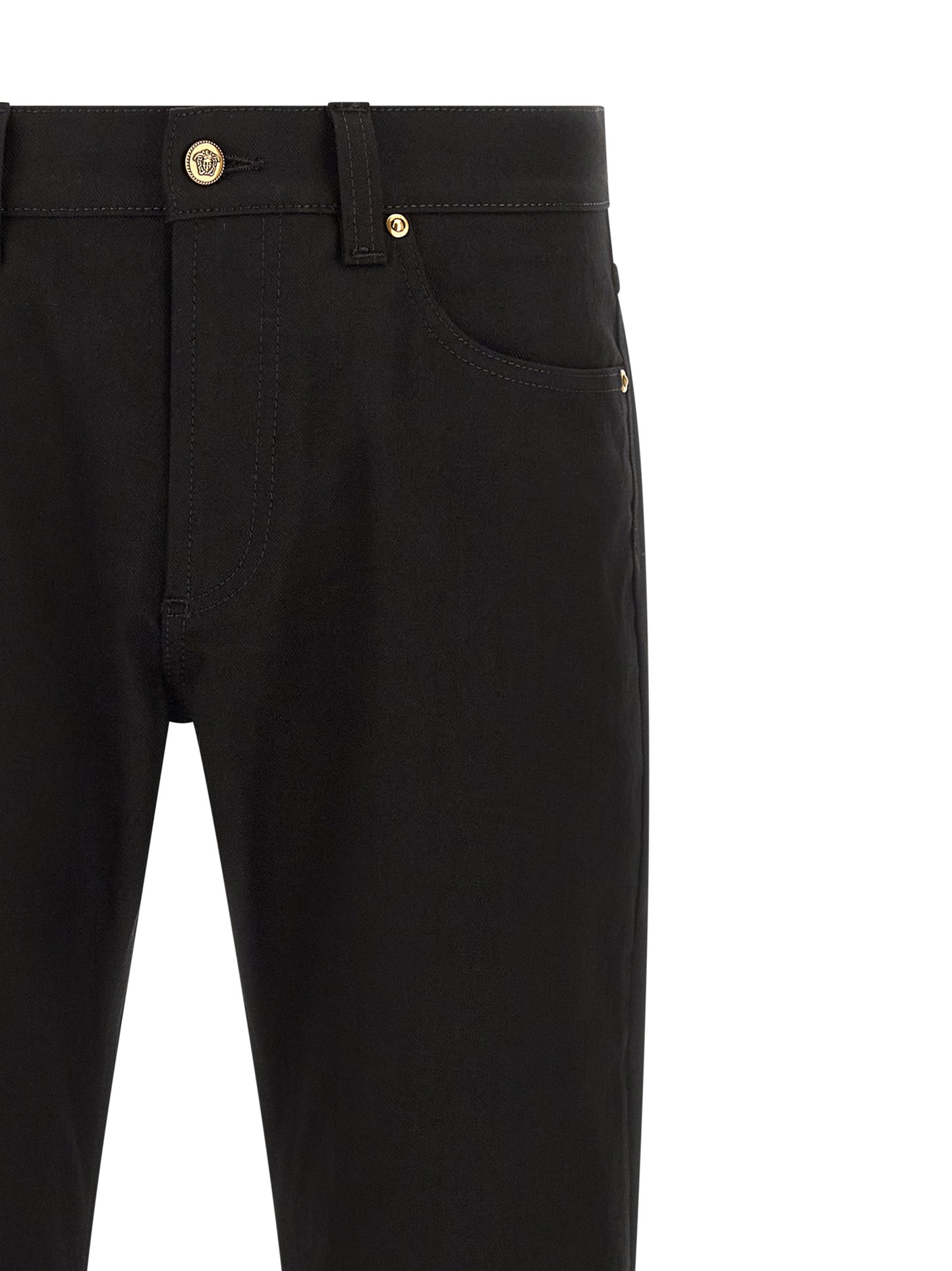 Versace Black Cotton Straight-Leg Jeans