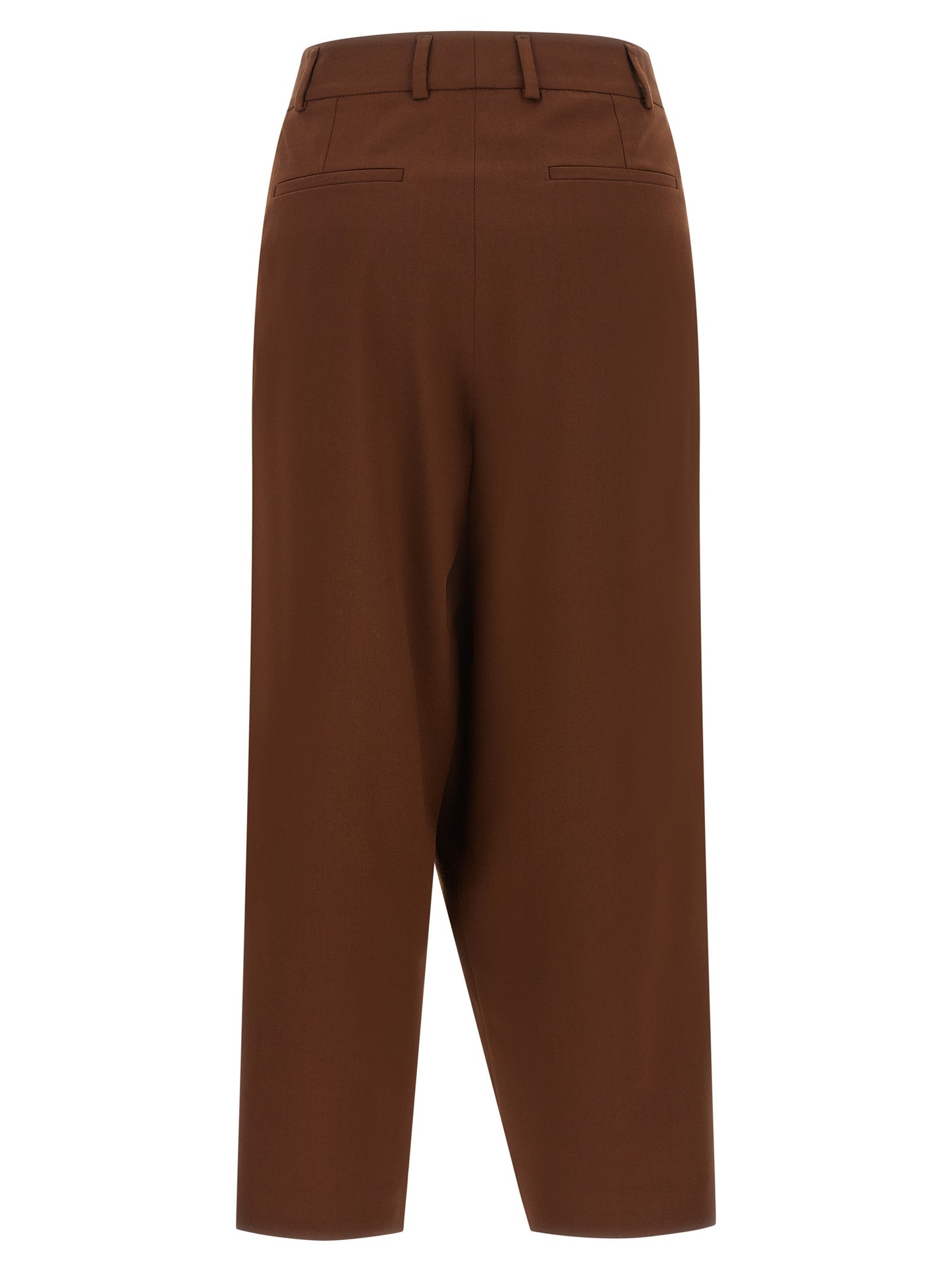 Alberto Biani Brown Wool Cropped Pants