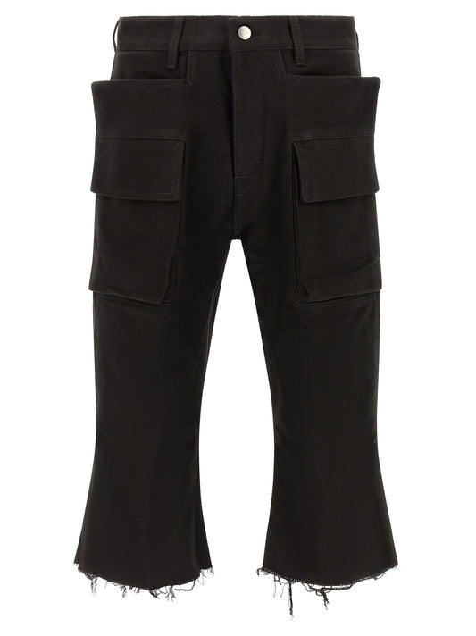 Rick Owens Black Cotton Cargo Pants