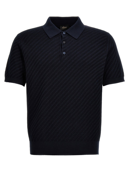 Brioni Blue Cotton Polo Shirt