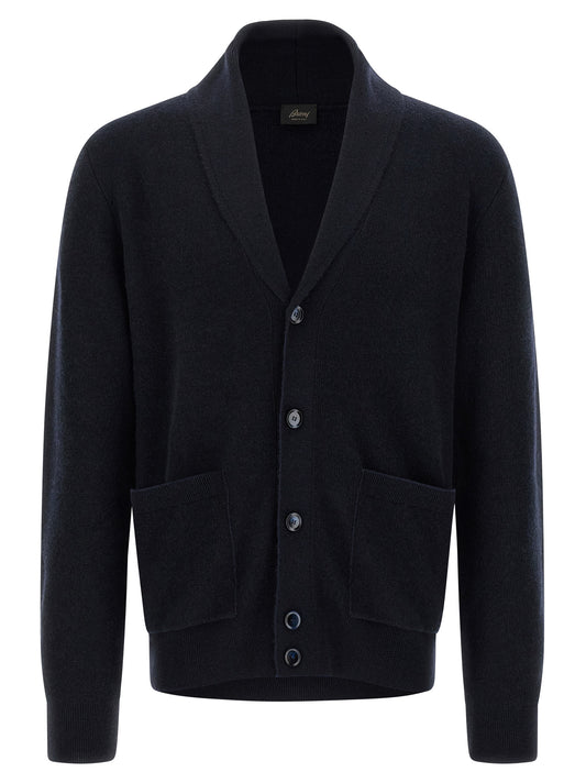 Brioni Blue Cashmere Cardigan