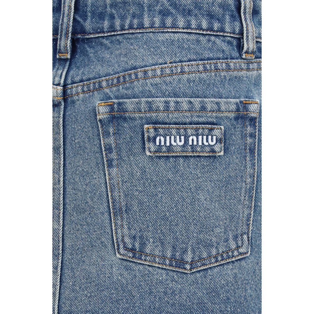 Miu Miu Blue Cotton Mini Skirt