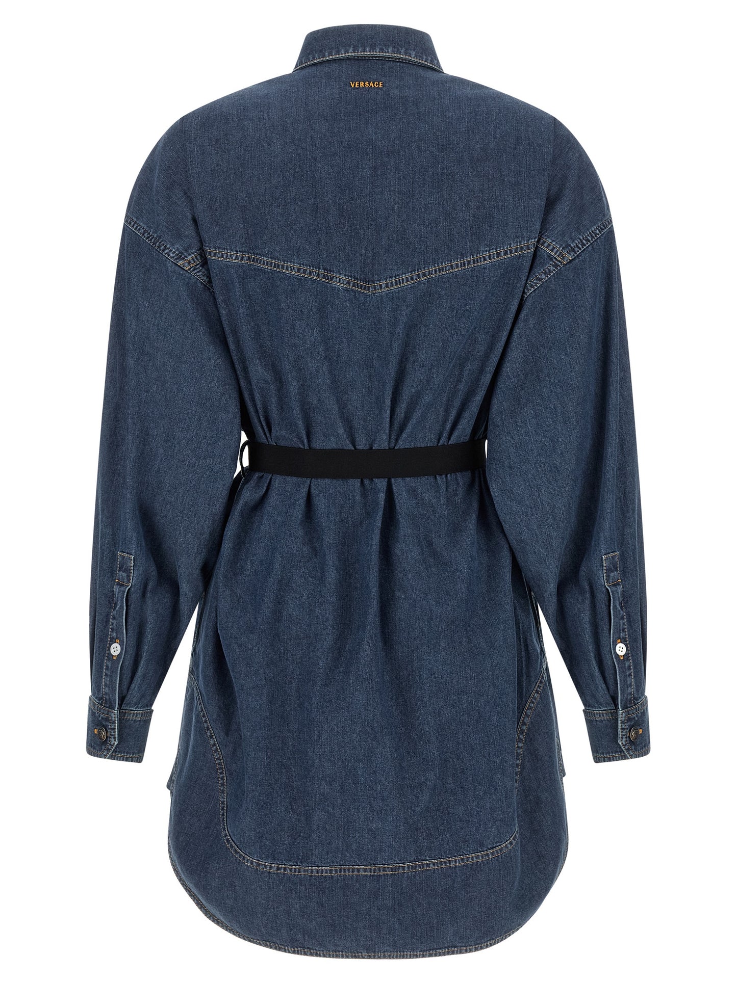 Versace Blue Cotton Short Dress