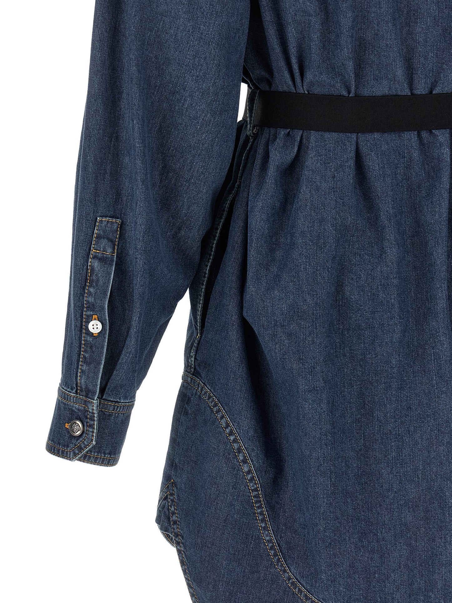 Versace Blue Cotton Short Dress