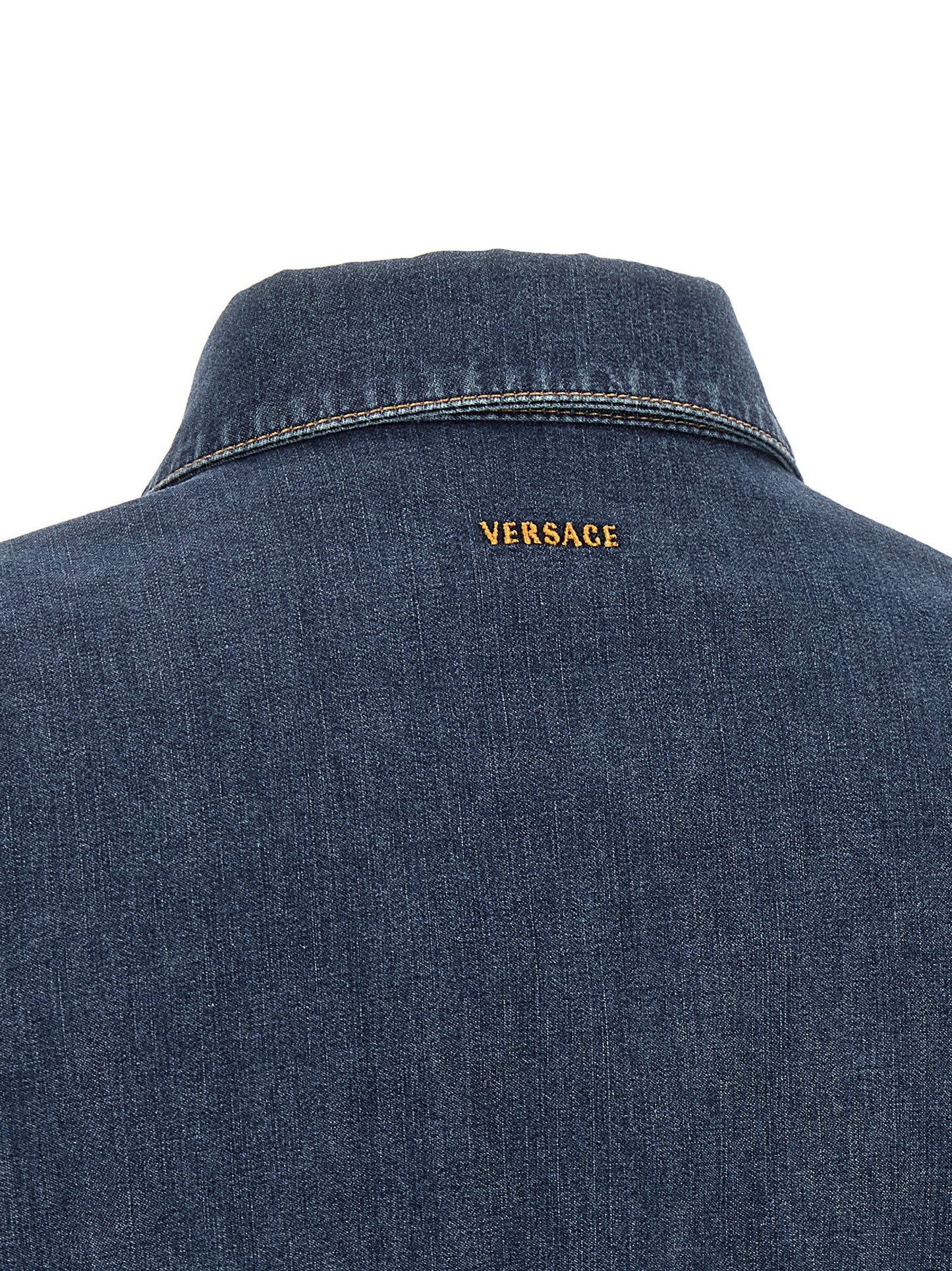 Versace Blue Cotton Short Dress