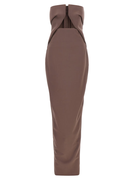 Rick Owens Brown Wool Long Dress