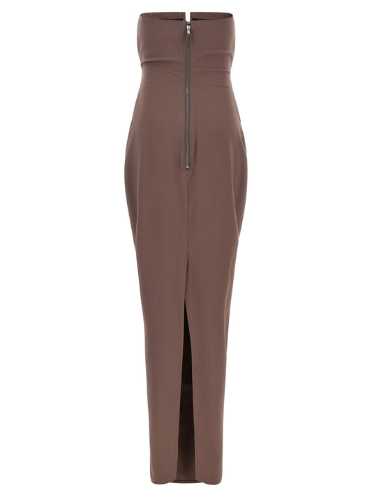 Rick Owens Brown Wool Long Dress