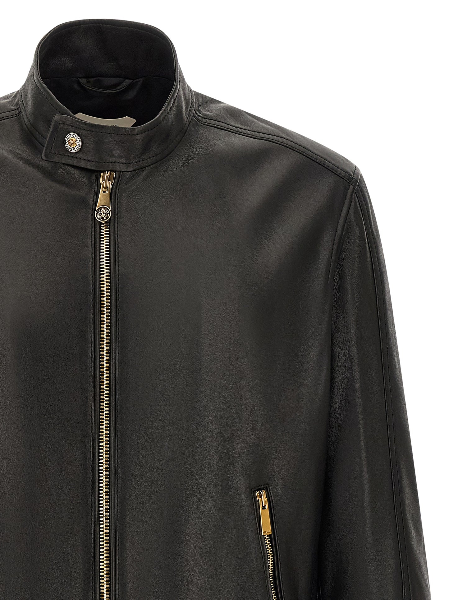 Versace Black Lamb Leather Leather Jacket