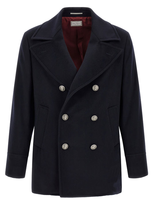 Brunello Cucinelli Blue Virgin Wool Coat