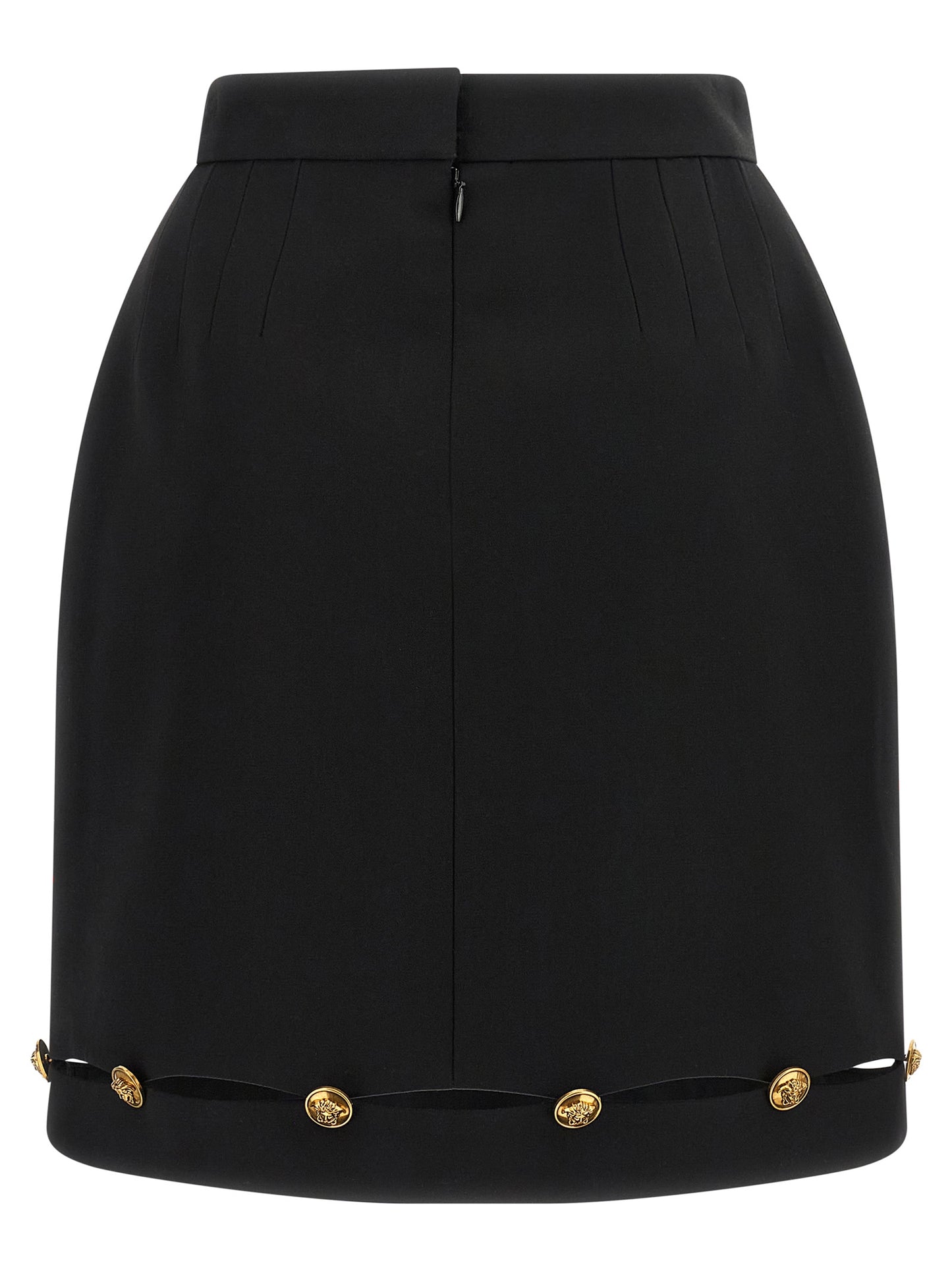 Versace Black Virgin Wool Long Skirt