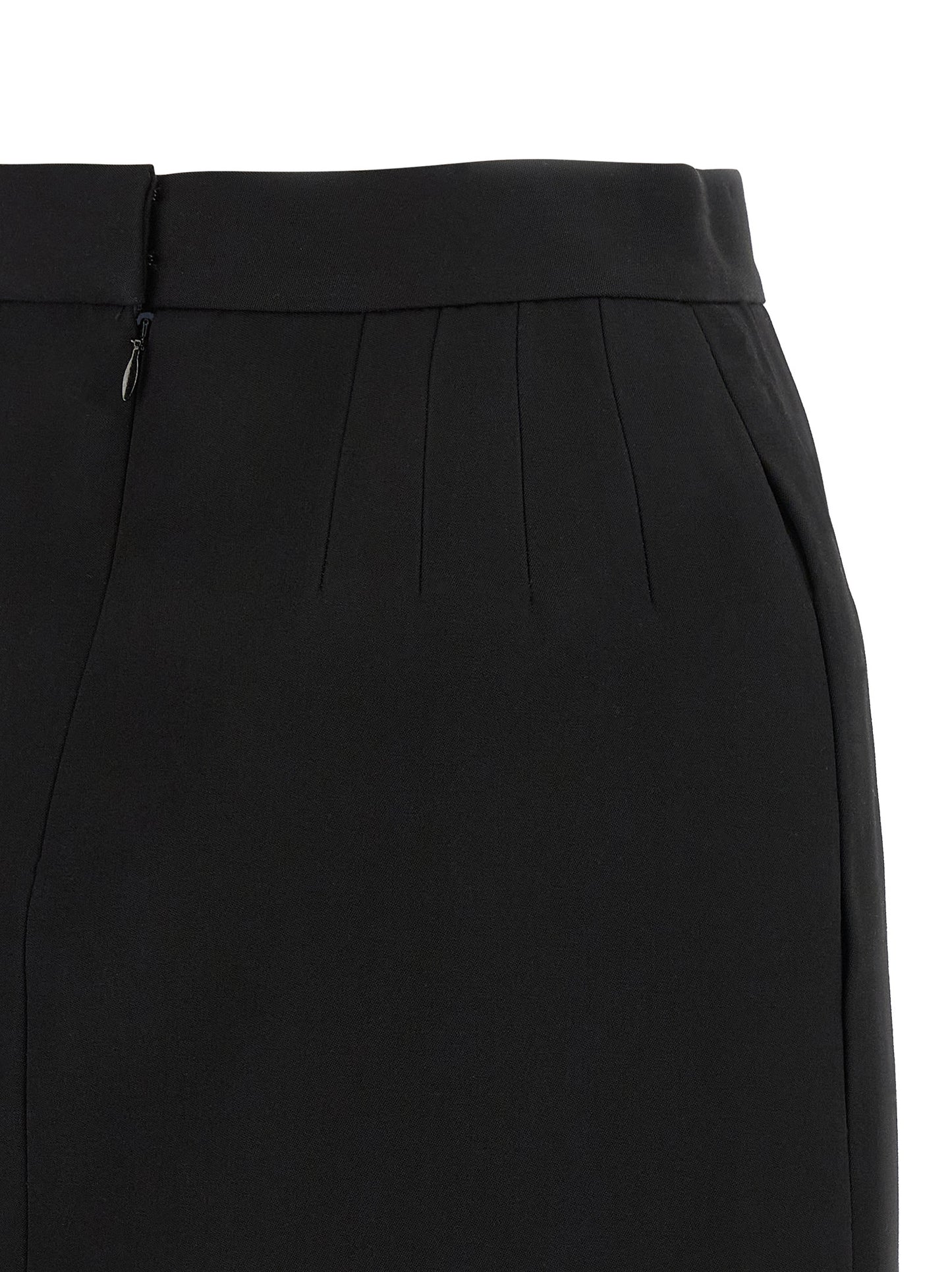 Versace Black Virgin Wool Long Skirt