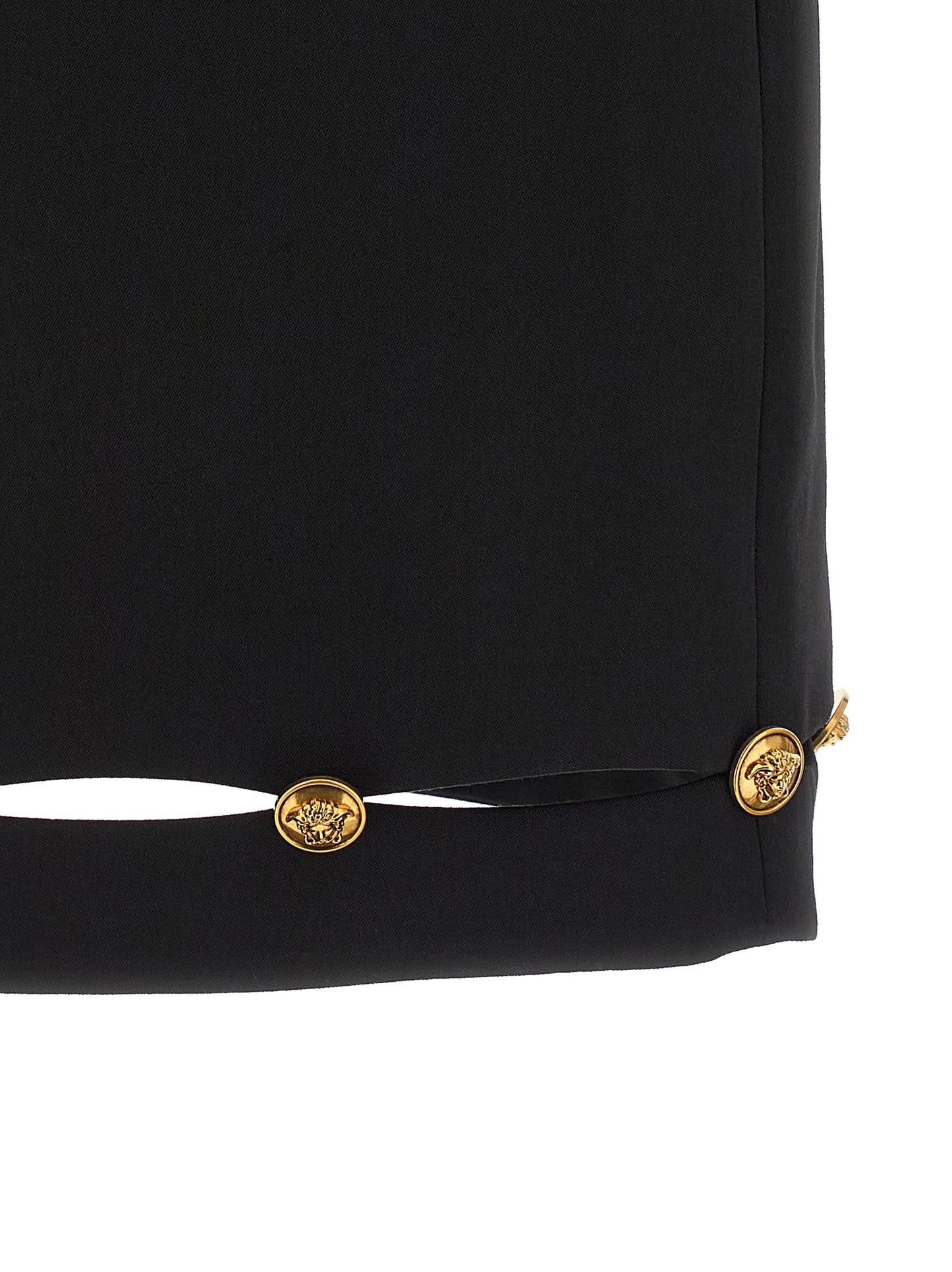 Versace Black Virgin Wool Long Skirt