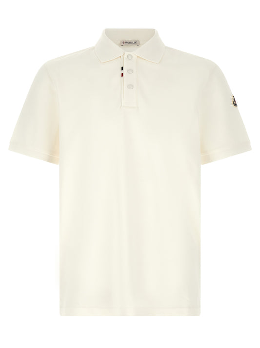 Moncler White Cotton Polo Shirt