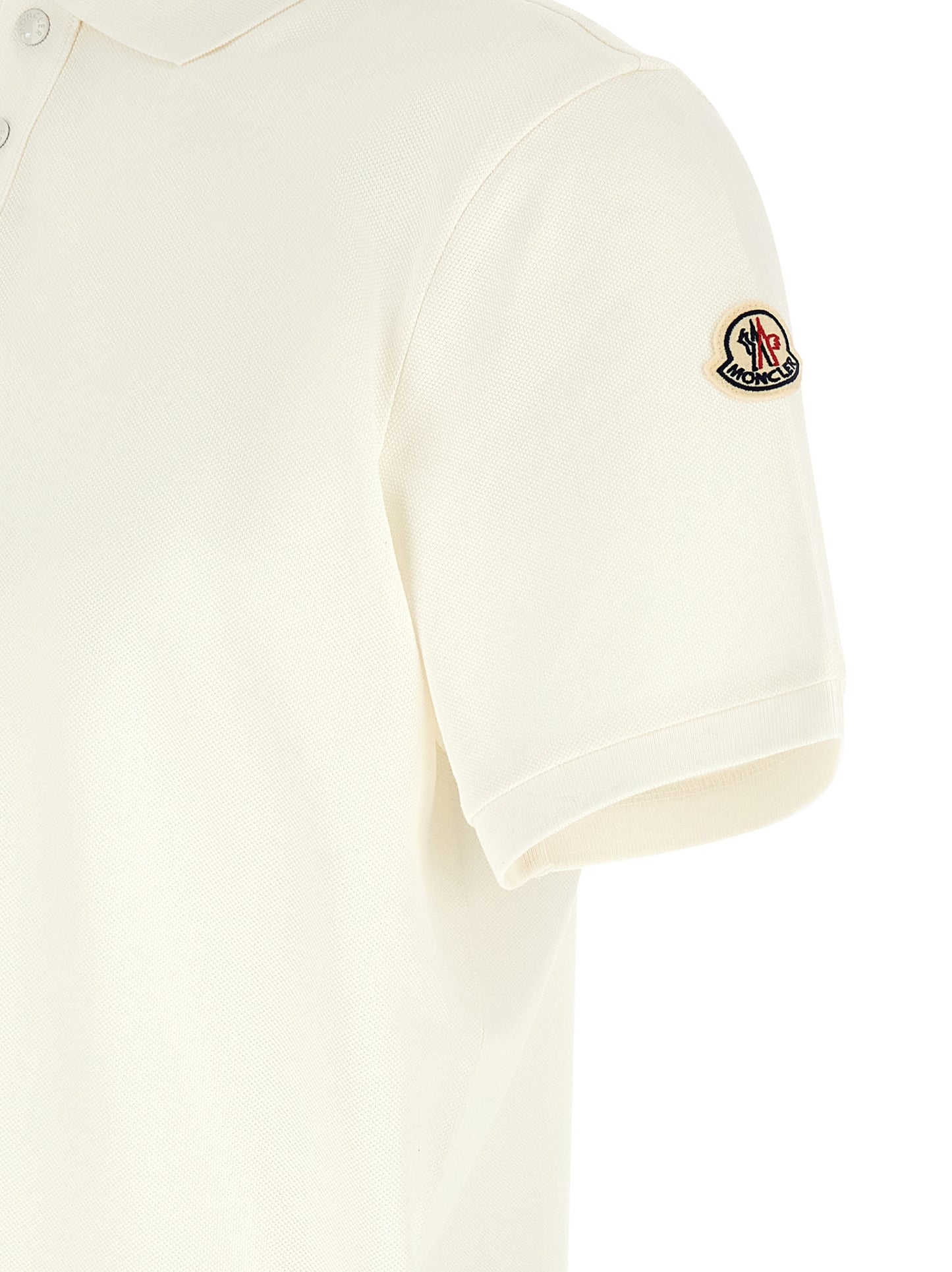 Moncler White Cotton Polo Shirt