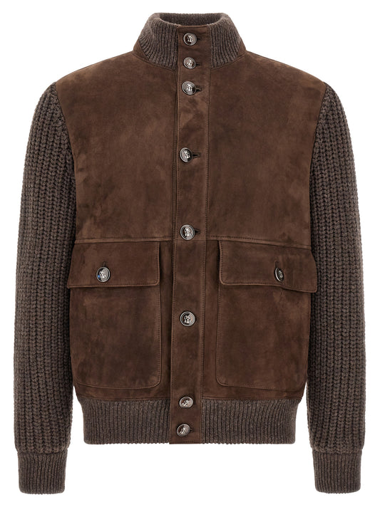 Brunello Cucinelli Brown Lamb Leather Leather Jacket