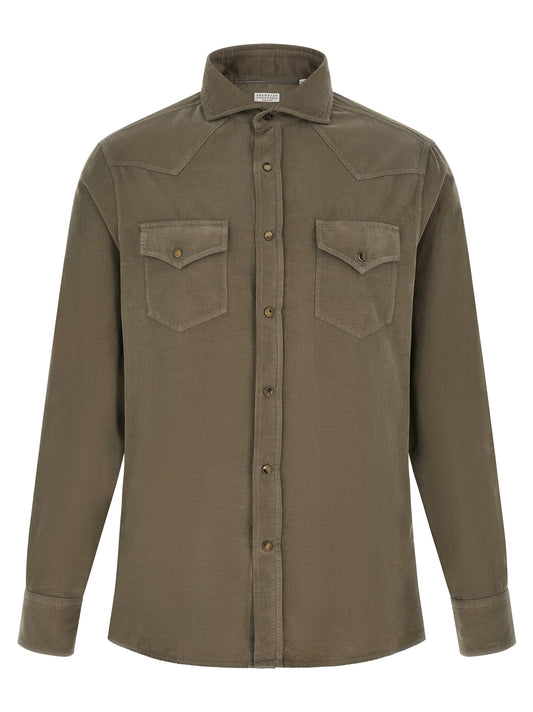 Brunello Cucinelli Bicolor Cotton Blouse