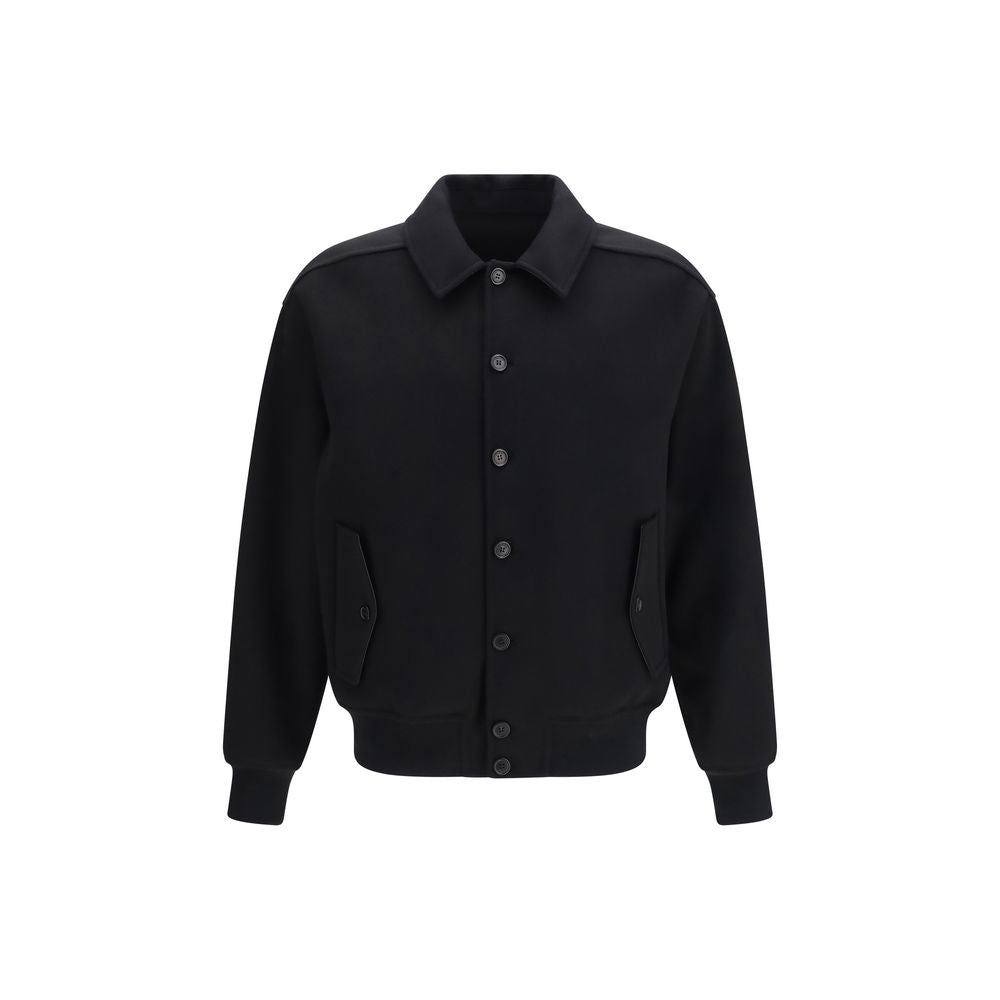 Ferragamo Black Wool Oves Aries Biker Jacket