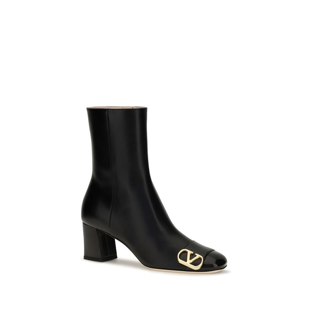 Valentino Garavani Black Calf Leather Bos Taurus Ankle Boots