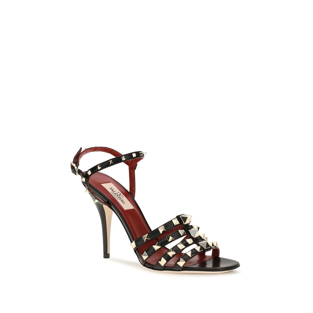 Valentino Garavani Black Goatskin Stiletto Heel Sandals