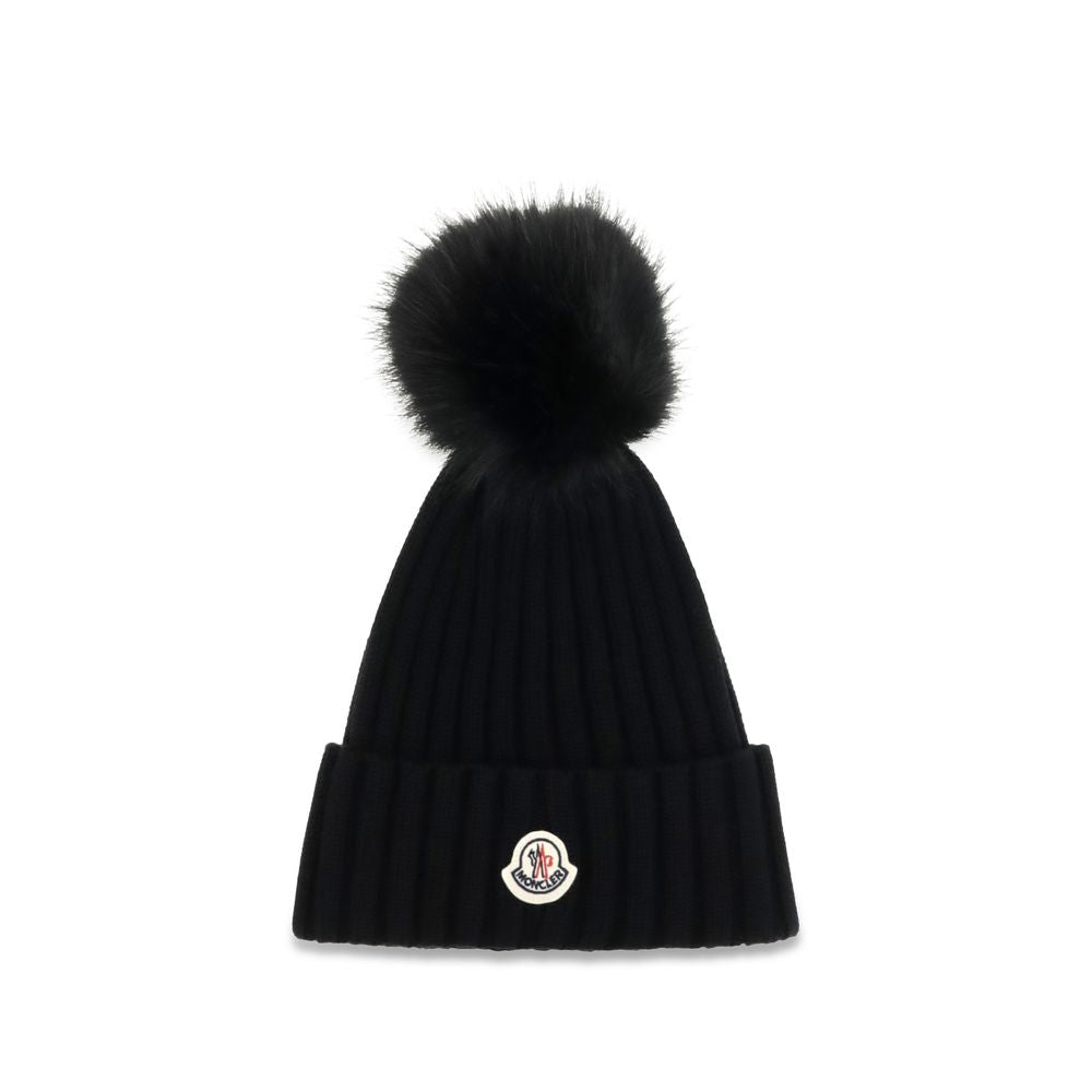 Moncler Black Wool Oves Aries Beanie
